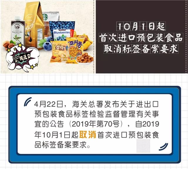 政策新动向 10月1日起，首次进口预包装食品取消标签备案要求